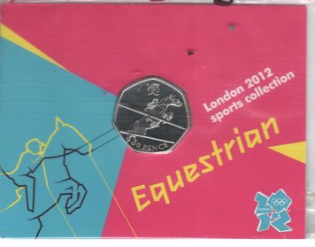 Великобритания 50 пенсов 2011 «Олимпиада 2012 - Конный спорт» UNC в сувенирной упаковке М02805 фото