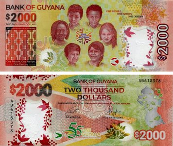 Guyana 2000 Dollars 2022 Polymer UNC (PW142)