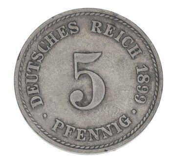 Німеччина 5 пфенігів 1899 F-VF З обігу М14822 фото