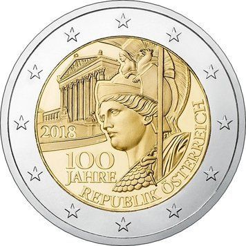 Монета Австрія 2 євро 2018 &laquo;100 років Австрійській Республіці&raquo; UNC М08426 фото