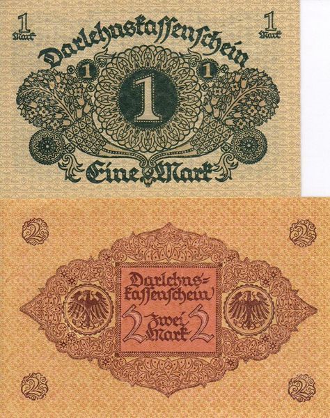 Німеччина набір з 2 банкнот 1920 UNC 1, 2 марки Б03851 фото