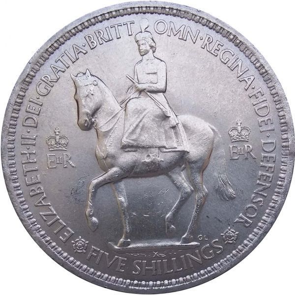 Монета Великобритания 5 шиллингов 1953 F-VF Коронации Елизаветы II М08716 фото