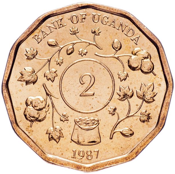 Uganda 2 shillings 1987 VF (KM # 28)