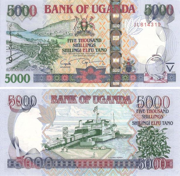 Uganda 5000 shillings 2009 UNC (P44d)