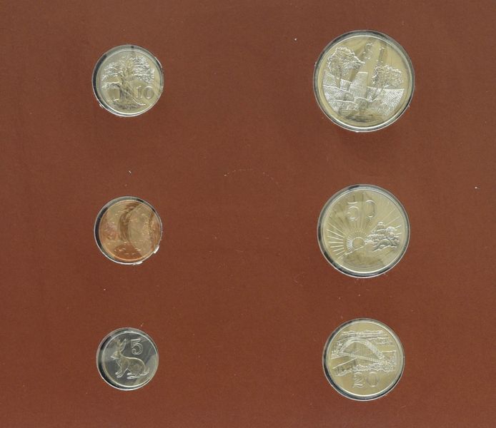 Coins set Zimbabwe Set of coins 1980-1983 UNC 1, 5, 10, 20, 50 cents, 1 dollar and 1 mark Booklet