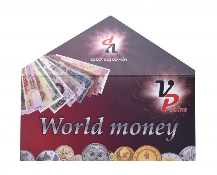 Envelope for banknotes (banknotes) 85 * 175 mm. VP-coins. World money series 1