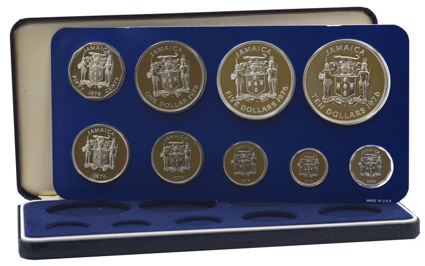 Набір монет Ямайка набір із 9 монет 1976 Срібло Proof 1, 5, 10, 20, 25, 50 центів, 1, 5, 10 доларів М23281 фото