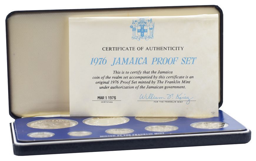 Набір монет Ямайка набір із 9 монет 1976 Срібло Proof 1, 5, 10, 20, 25, 50 центів, 1, 5, 10 доларів М23281 фото