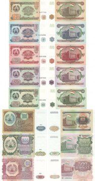 Таджикистан набор из 8 банкнот 1994 UNC Б07629 фото