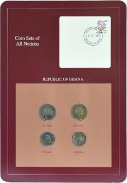 Ghana Set of coins 1991 UNC 10, 20, 50, 100 cedis and 1 mark Booklet