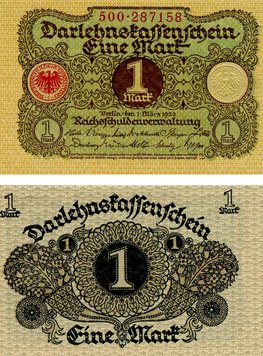 Germany 1 mark 1920 AU-UNC (P58)