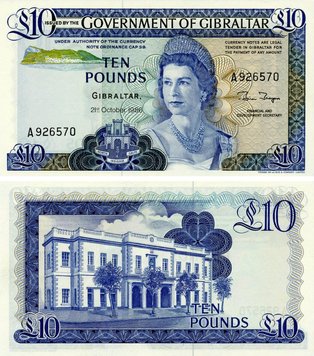 Gibraltar 10 pounds 1986 UNC (P22b)