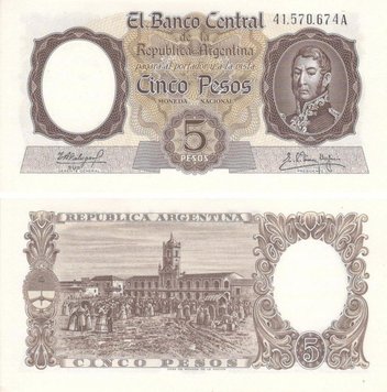 Argentina 5 pesos 1960-1962 UNC (P275)