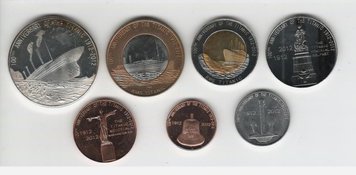 Redonda set of 7 coins 2012 "Titanic" UNC