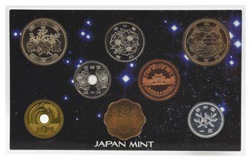 Coins set Japan 2005 UNC coin set of 8 coins 1, 5, 10, 50, 100, 500, 500 yen, medal International Expo Aichi