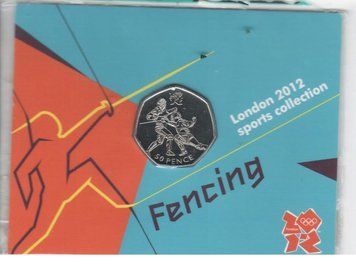 United Kingdom 50 pence 2011 "Olympics 2012 - Fencing" UNC blister (KM # 1191)