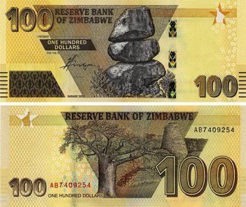 Банкнота Зімбабве 100 доларів 2020 UNC (PW106) Б18081 фото