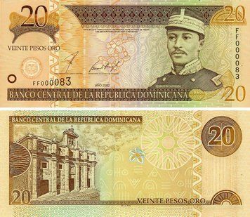 Банкнота Доминикана 20 песо 2002 UNC (P169b) Б23036 фото