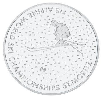 Монета Швейцарія 20 франків 2003 Срібло UNC Чемпіонат світу з гірськолижного спорту М18945 фото