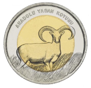 Turkey 1 lira 2015 "Fauna of Turkey - Mouflon" UNC