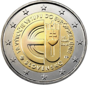 Словакия 2 евро 2014 «10 лет в Евросоюзе» UNC (KM#134) М00238 фото