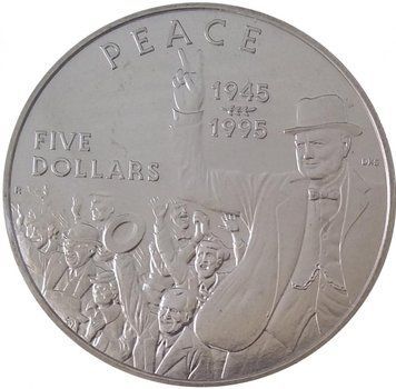 Маршаллові острови 5 долари 1995 &laquo;50 років Перемоги у світовій війні&raquo; UNC (KM#216) М08717 фото