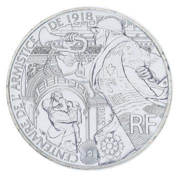Монета Франція 10 євро 2018 Срібло UNC 100 років Першому комп'єнському перемир'ю (Ag 900, 17 грам) М23706 фото
