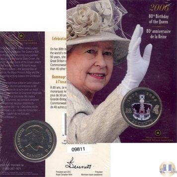 Canada 25 cents 2006 "80 years of Queen Elizabeth II" UNC (km # 632)