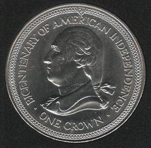 Isle of Man 1 crown 1976 "200 years of American independence" UNC (KM # 37)