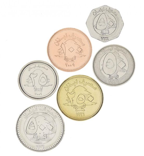 Lebanon set of 6 coins 1996-2017 UNC 25, 50, 50, 100, 250, 500 pounds