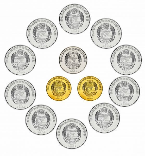 North Korea 13 Coin Set 2002 AU-UNC Animals and Technology