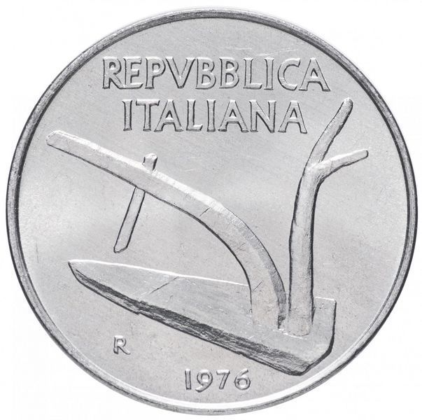 Italy 10 lire 1976-1978 VF (KM # 93)