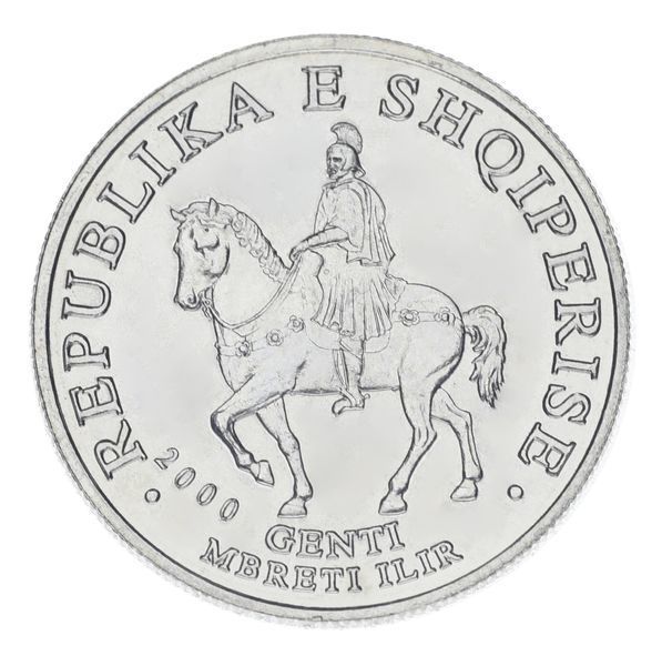 Монета Албанія 50 леці 2000 UNC Кінь Вершник М23663 фото