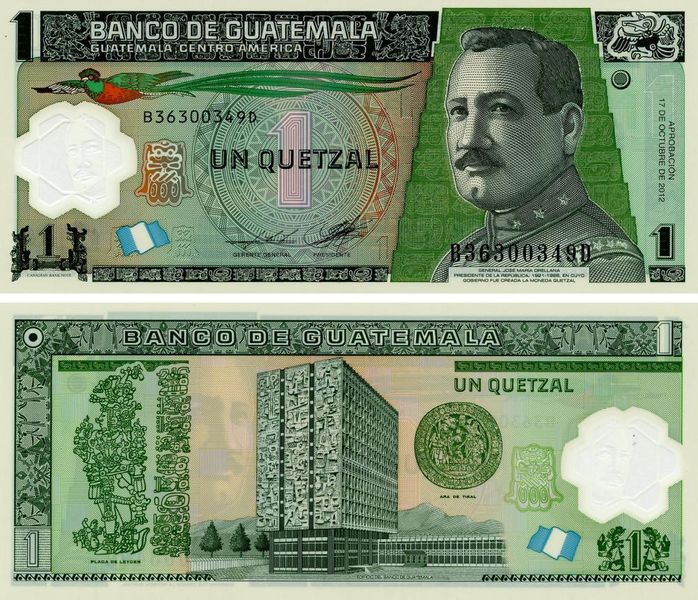 Guatemala 1 quetzal 2012 Polymer UNC (P115)