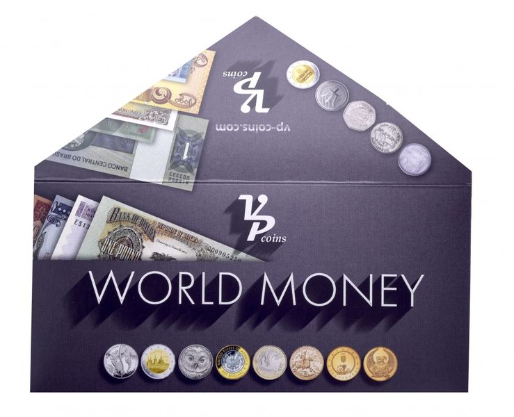 Envelope for banknotes (banknotes) 85 * 175 mm. VP-coins. World money series 2