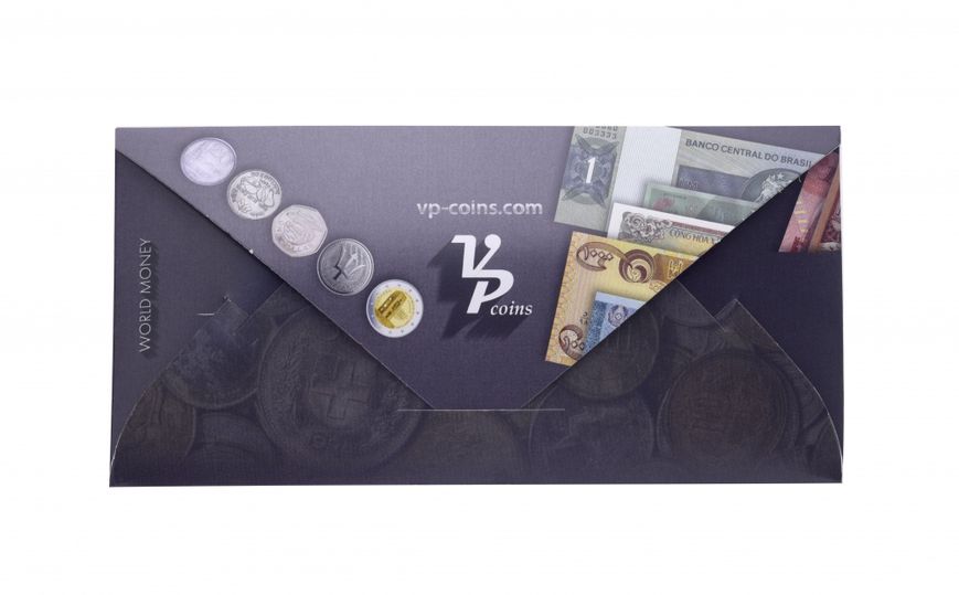 Envelope for banknotes (banknotes) 85 * 175 mm. VP-coins. World money series 2