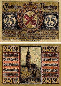Banknote Germany Notgeld 25 pfennig 1920 F-VF Naumburg
