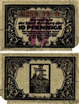 Banknote Germany Notgeld 10 pfennig 1920 F-VF Bernburg