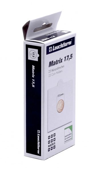 Adhesive coin holders 17.5 mm, (25 pieces) in Leuchtturm pack