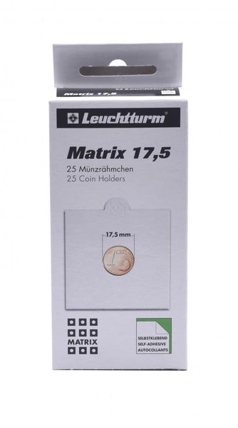 Adhesive coin holders 17.5 mm, (25 pieces) in Leuchtturm pack