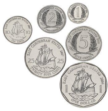 Східні Кариби набір з 6 монет 2000-2008 UNC 1, 2, 5, 10, 25 центів, 1 долар М13832 фото