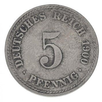 Німеччина 5 пфенігів 1900 F-VF З обігу М14824 фото