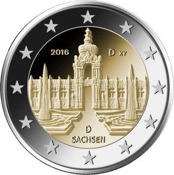 Німеччина 2 євро 2016 &laquo;Саксонія&raquo; UNC (KM#347) М04278 фото