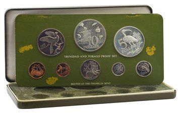 Набір монет Тринідад і Тобаго набір із 8 монет 1975 Срібло Proof 1, 5, 10, 25, 50 центів, 1, 5, 10 доларів М23283 фото
