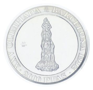 Монета Іспанія 2000 песет 1990 Срібло Proof XXV літні Олімпійські ігри в Барселоні 1992 - Людська піраміда М23311 фото