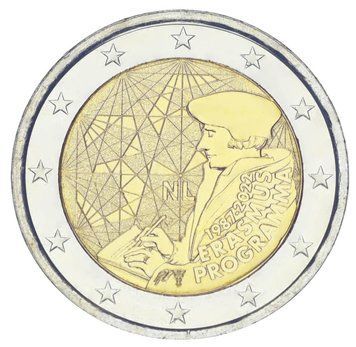 Монета Нідерланди 2 євро 2022 Біметал UNC 35-річчя програми Еразмус М17179 фото