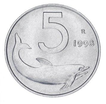 Італія 5 лір 1998 AU-UNC Риба М12479 фото