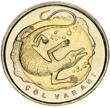 Turkey 1 lira 2015 "Fauna of Turkey - Desert Monitor" UNC