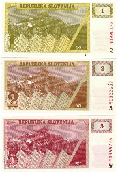 Словенія набір з 3 банкнот UNC Б04005 фото