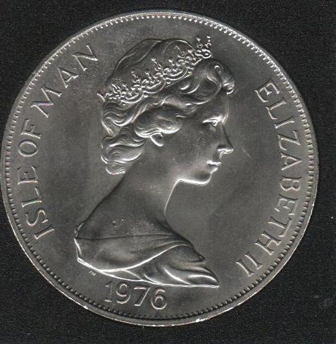 Coin Isle of Man 1 crown 1976 UNC Horse Tram (KM # 38)